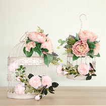 Home decoration simulation flower fake flower flower art retro bird cage living room store decoration clothing store window photography props