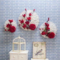 Modern minimalist creative home living room TV wall window background decoration simulation floral ring wall hanging