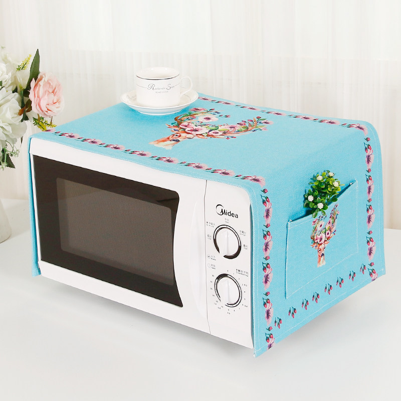 Midea Galanz microwave oven cover cotton linen cloth cover oven cover dust curtain kitchen household storage cover towel