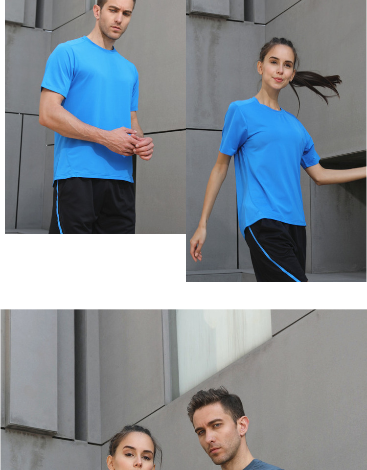 Nhanh chóng làm khô t-shirt ngắn tay áo nam giới và phụ nữ cha mẹ và con mặc vòng cổ thoáng khí nửa tay lỏng lẻo chạy quần áo phần mỏng quần áo thể dục áo thun dài tay the thao nam
