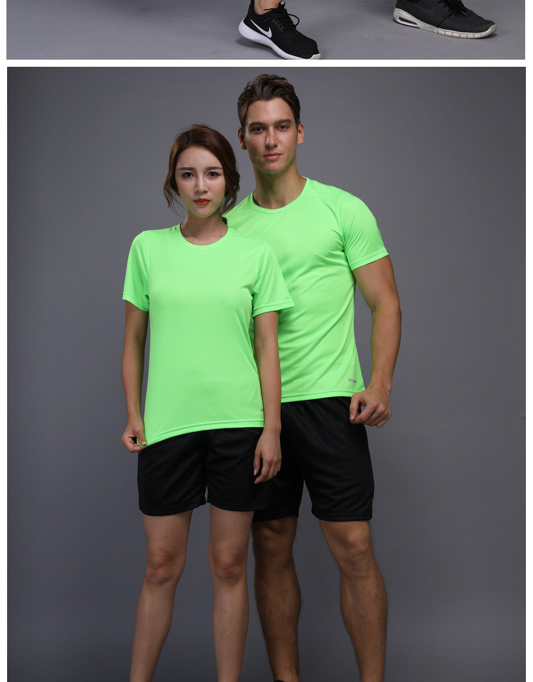 Thể thao phù hợp với ngắn tay khô nhanh T-Shirt nam giới và phụ nữ vài mùa hè quần áo chạy thể dục quần áo lỏng quần short mỏng quần yoga nam