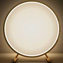 Dresser led with lamp make-up mirror Home bedroom Desktop Desktop Complement Light Student Dorm Net Red Ins Wind Round Mirror