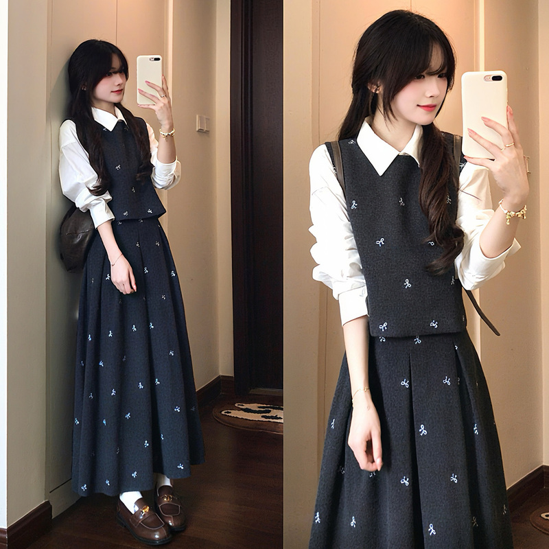Autumn Korean Style Gentle Atmosphere Vest Layered Top Set for Women Early Autumn Casual Ootd Outfit Complete Set Autumn Korean Style Gentle Atmosphere Vest Layered Top Set for Women Early Autumn Casual Ootd Outfit Complete Set