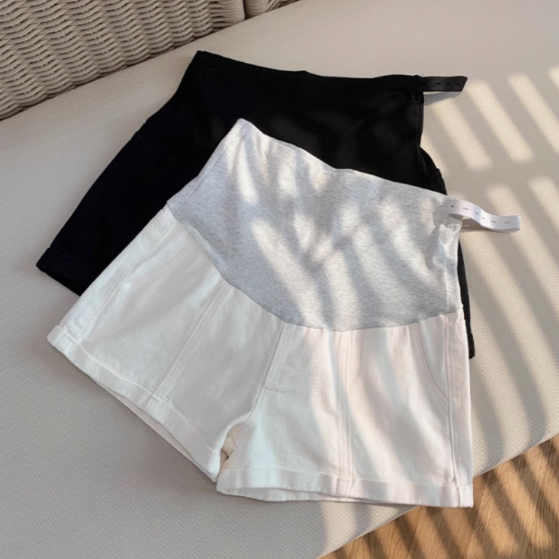 Maternity Shorts for Women, Summer Outerwear, Fashionable Maternity Denim Shorts, Spring and Summer Thin Belly Support Safety Shorts, Summer Wear