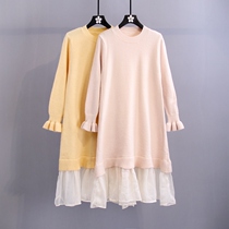 Sweet Beauty Little Fresh Knit Dress Dress Woman 2021 Autumn Winter New Korean Version Fashion Loose Student Sweater Skirt