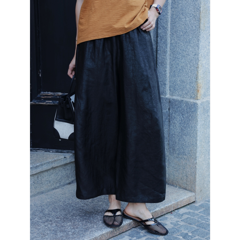 Tt Designer [Time Dream] 100% Mulberry Silk Lantern Wide-Leg Pants Cracked Pattern Xiangyun Silk Casual Pants