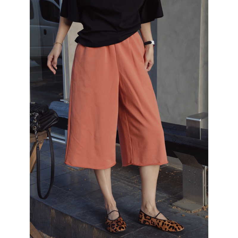 Tt Designer [Hidden Flaw] Lightweight Terry Knit Wide-Leg Pants Summer Loose Straight Slimming Cropped Pants