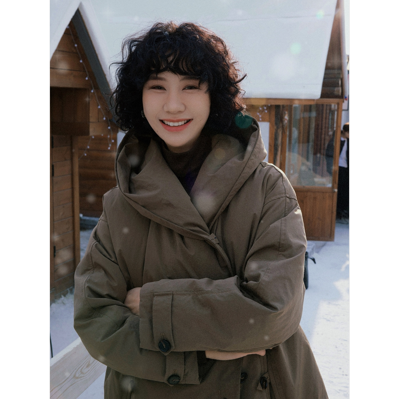 Tt Designer [Van Gogh Wheat Field] White Goose down Hooded down Jacket Mid-Length Warm Coat for Women 2026 New Model