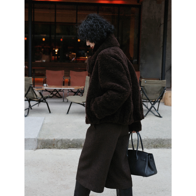 Tt Designer [Ice and Snow Love] 100% Wool Scarf Design Jacket Women's Autumn and Winter Warm Lamb Wool Jacket