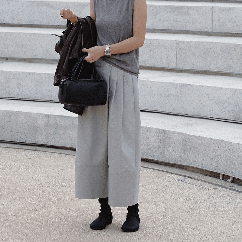 Tt Designer [Hyde Narrative] Gray Relaxed High-Waisted Cropped Pants for Women, Autumn New Style, This Year's Trendy Sycamore Pants