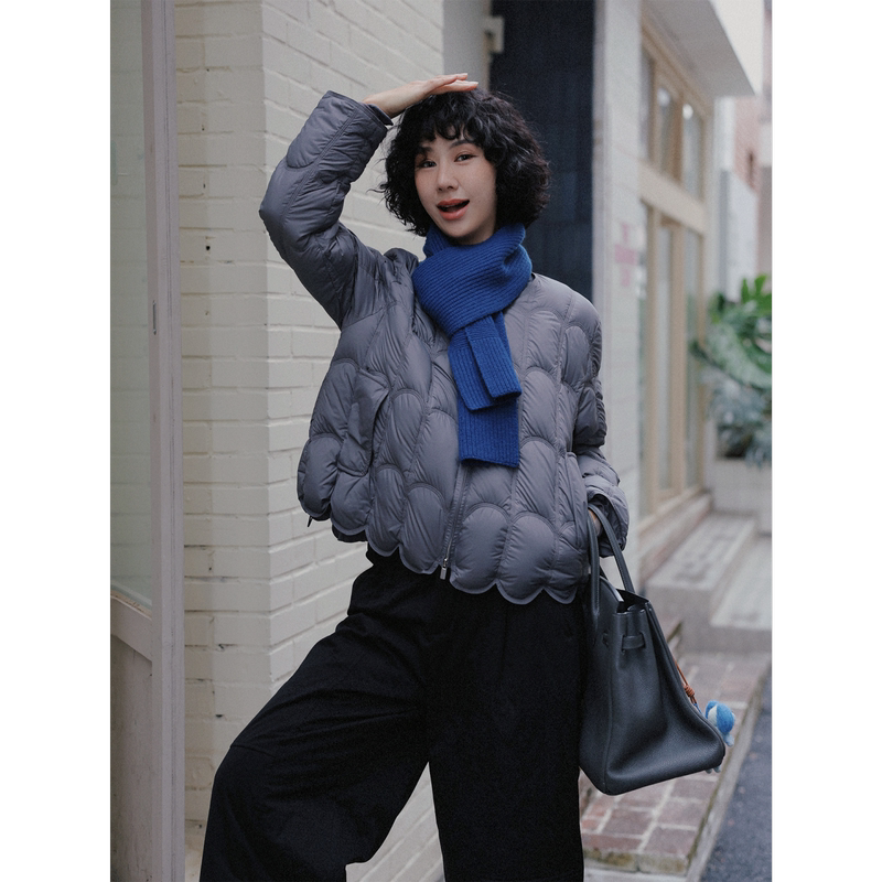 Tt Designer [Jinyu Linlang] Winter White Goose down Short down Jacket for Petite Figures, Puff Cloud-Like Coat
