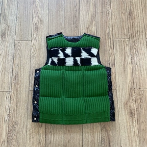 RAF SIMONS CK205 Архивный шерстяной вязаный пуховик в стиле пэчворк жилет