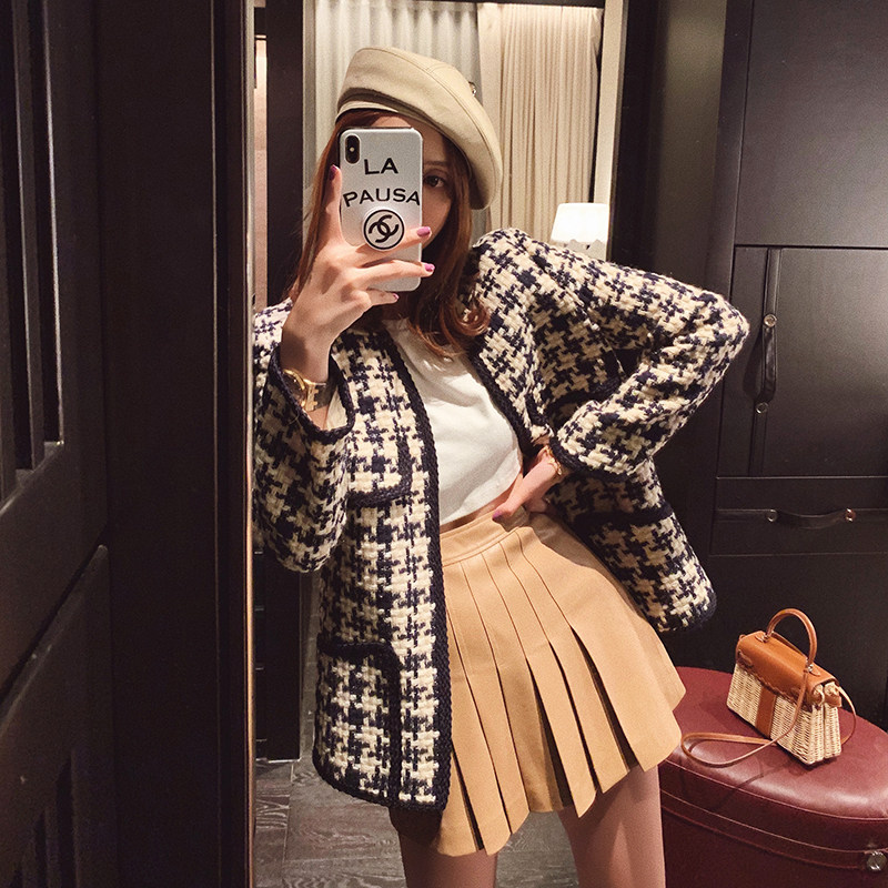 sandro moskoloni small fragrant jacket woman 2021 autumn and winter relaxed name Yuanyi Thousand Birds weave coarse flowers