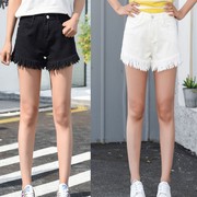 2019 mùa hè mới tóc gọng bulletless denim vi nóng quần short phụ nữ rộng chân lỏng lỏng tấm Hàn Quốc triều 8855