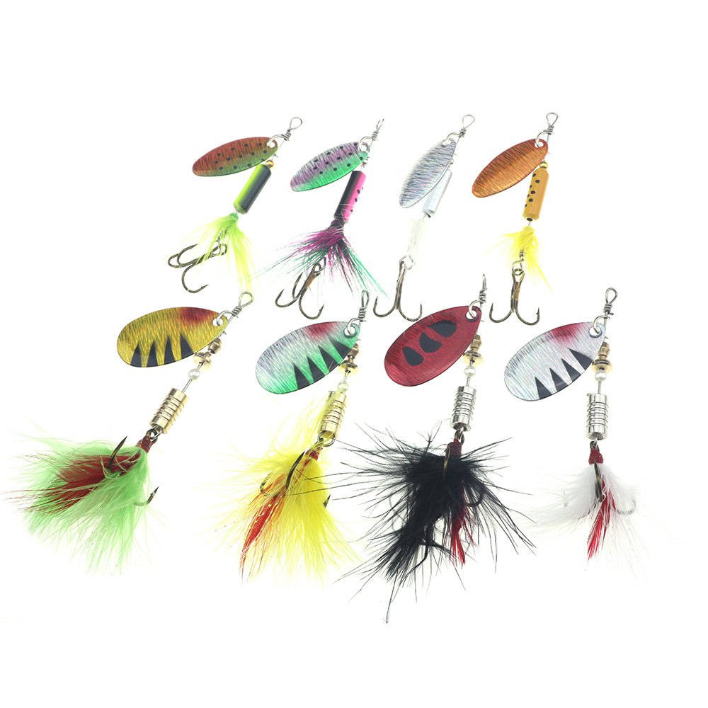 Luia Swivel Bright Sheet Feather Spiral Metal Fake Bait Bass Fish Teething Mandarin Fish Tie Wool Willow Leaf Composite Horse Mouth Special Killing