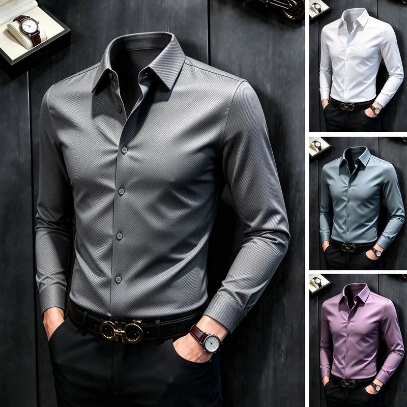 [Modal + Sheep Wool] Long-Sleeved Shirt for Men, Popular Style 2026 New Business Casual Men's Shirt