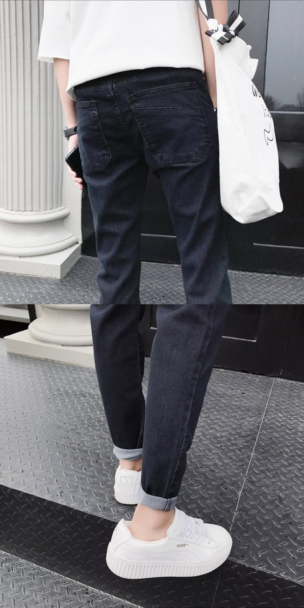Xu hướng quần jeans đen nam 9 điểm phiên bản Hàn Quốc của đôi chân tự tu sinh xuân hè mới 2018 quần dài hoang dã quần nam