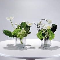 Modern simple simulated floral green plant negotiation table model room living room coffee table hotel dining table flower washbasin ornaments