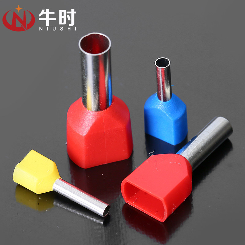 双线管型绝缘端子TE05087508100815082508紫铜针式欧式接线端子
