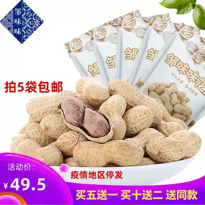 Zou flavor walnut peanut with shell peanut nut roasted goods office casual snack 248g * 5 bags