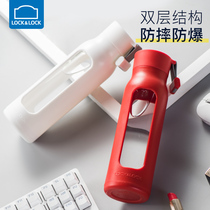 Lotto buckle insulated water Cup Glass Household portable double-layer anti-drop Tea Cup Wang Yibo with ins