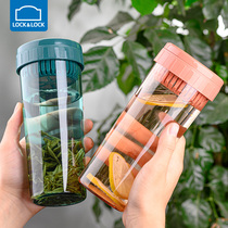 Music Buckle Sports water cup female plastic water bottle large capacity portable shaking Cup simple fresh forest with tea compartment