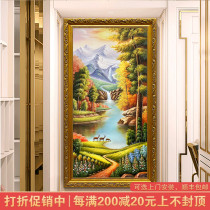 Hand-painted oil painting European-style landscape decoration painting living room entrance landscape corridor aisle Cornucopia mural vertical hanging painting