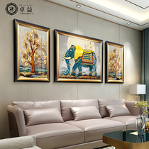 European elephant decoration painting living room sofa background wall hanging painting American style light luxury entrance gate dining room wall decoration mural