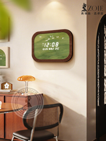 Medieval Style Restaurant Wall Clock Digital Display Retro Creative Clock Art Clock Living Room Electronic Clock 2025 New Model