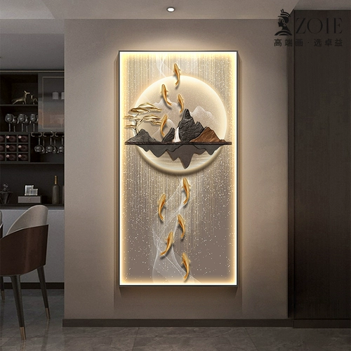 Jiuyu Picture Entrough Decorative Painting Вертикальная версия ландшафта светодиодного фонаря, роспись для оленей Waterfu New китайский проход в стиле коридора висящая живопись