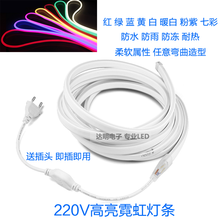 led flexible colourful lamp with high pressure 220V lamp with neon advertising outdoor waterproof soft lamp light