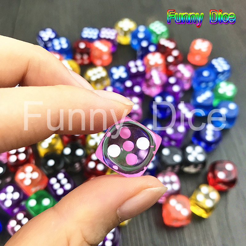 16MM transparent dice regular points Candy dice teaching color bar KTV dice party props