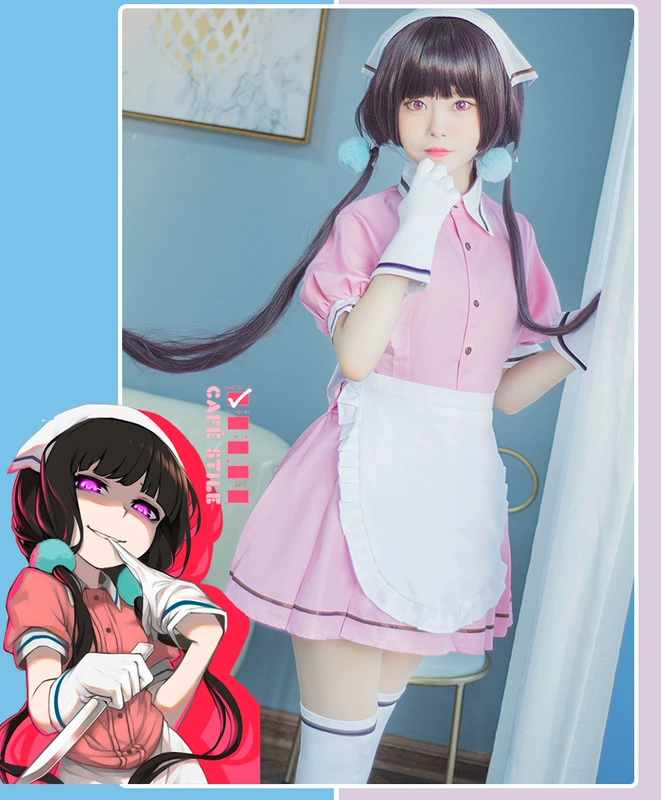 Hakusawa femdom cafe đồng phục anime cosplay trang phục hầu gái yếu tố thứ hai Sakura của cung điện mâm xôi mùa hè Nhật Bản - Cosplay