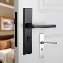  German Seiko door lock American simple indoor black door lock White solid wood door handle Bedroom door lock