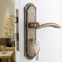  YIBAILI American antique copper door lock indoor door handle simple European-style old bedroom silent door package lock
