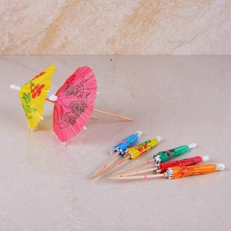 Teacher disposable umbrella fruit fork fruit plate cocktail barcake decoration process toothpick flower small good