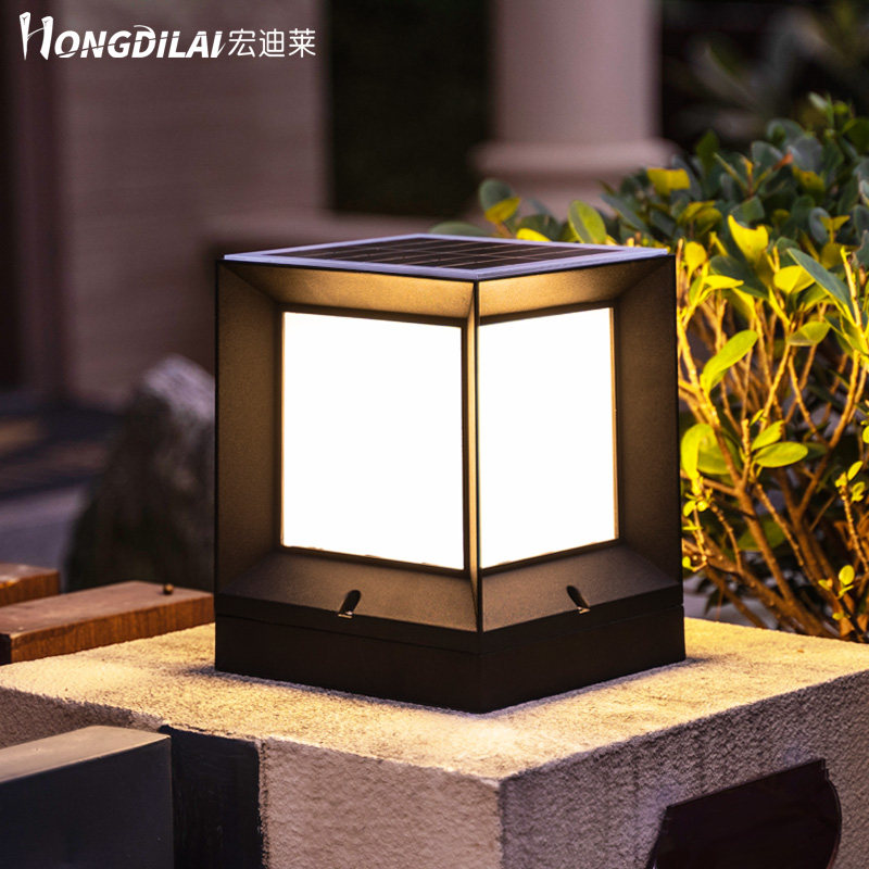 Đèn cột vuông tích cực đèn sân vườn năng lượng mặt trời đèn tường ngoài trời biệt thự ngoài trời chống thấm tường đầu cổng cổng trụ đèn đèn năng lượng mặt trời trụ cổng đèn gắn trụ cổng năng lượng mặt trời