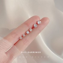 Rhinestone ear stick raising ear hole small stud female 925 silver ear stick sleeping free earrings ear piercing