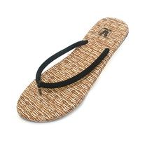 Vietnamese Imported Rubber Lady Casual Fashion Imitation Woven Herringbone Slippers Non-slip Flat Bottom Rubber Bottom Outside Wearing Beach