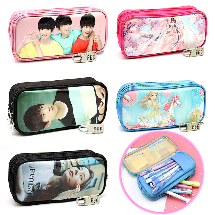 Love Nikki-Dress UP Queen tfboys Luhan Dilireba Canvas pencil case Double-sided multi-layer pencil Stationery box