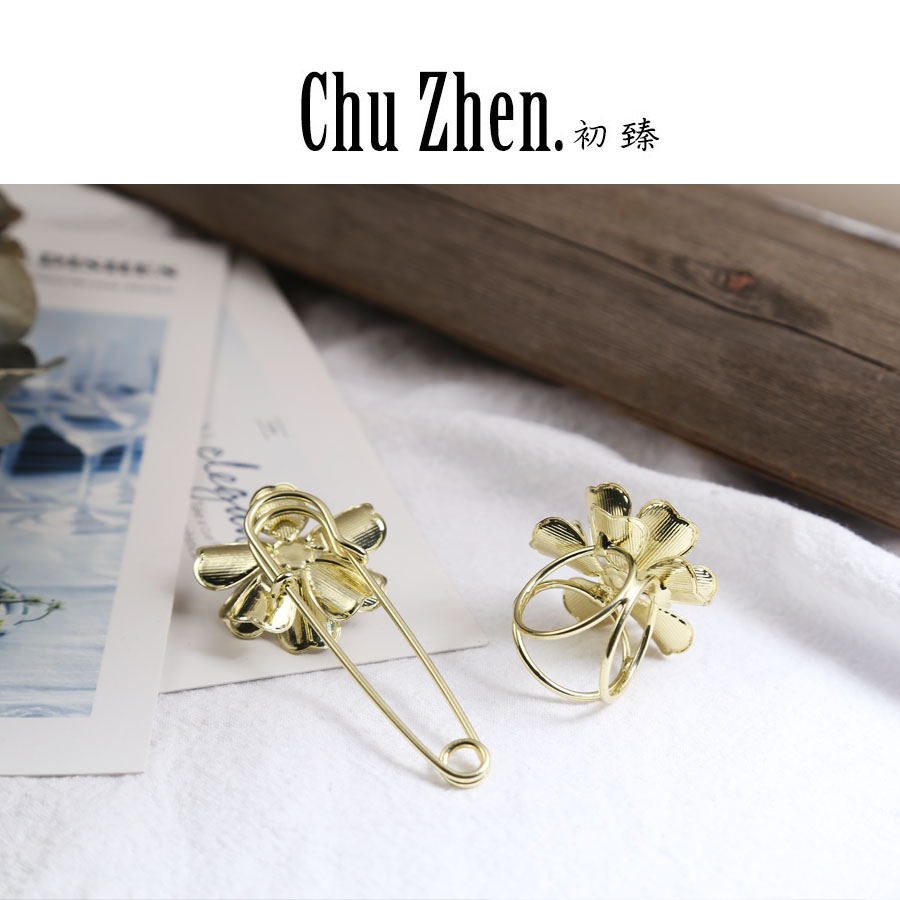 Camellia khăn lụa khóa nữ nhẫn clip vuông khăn choàng khóa khăn choàng đơn giản ngày trâm cài trang sức Hàn Quốc cao cấp kép sử dụng hoang dã trâm hoa cài áo