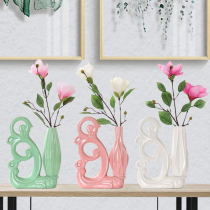 Modern minimalist desktop living room ornaments creative flower arrangement Nordic home decorations ceramic dry vase floral decoration