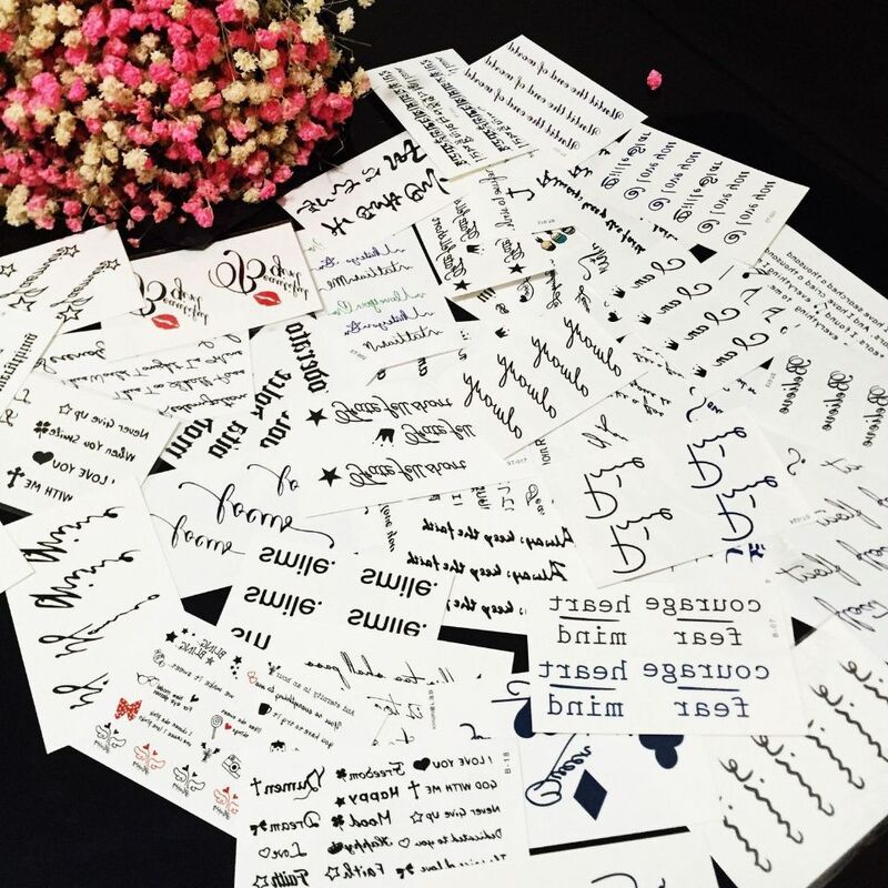 Letter English Ecg Tattoo Stickers Waterproof for Women and Men, Long-Lasting, Personalized, Fresh, Realistic, Sexy Tattoo Stickers