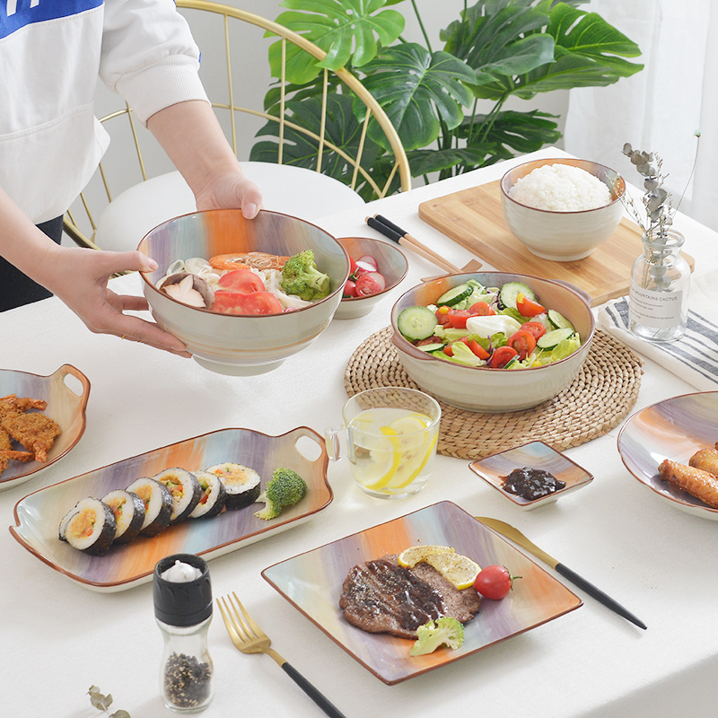 Japanese ceramics tableware suit Chinese network red bowl dish bowl chopsticks combination dishes suit one household