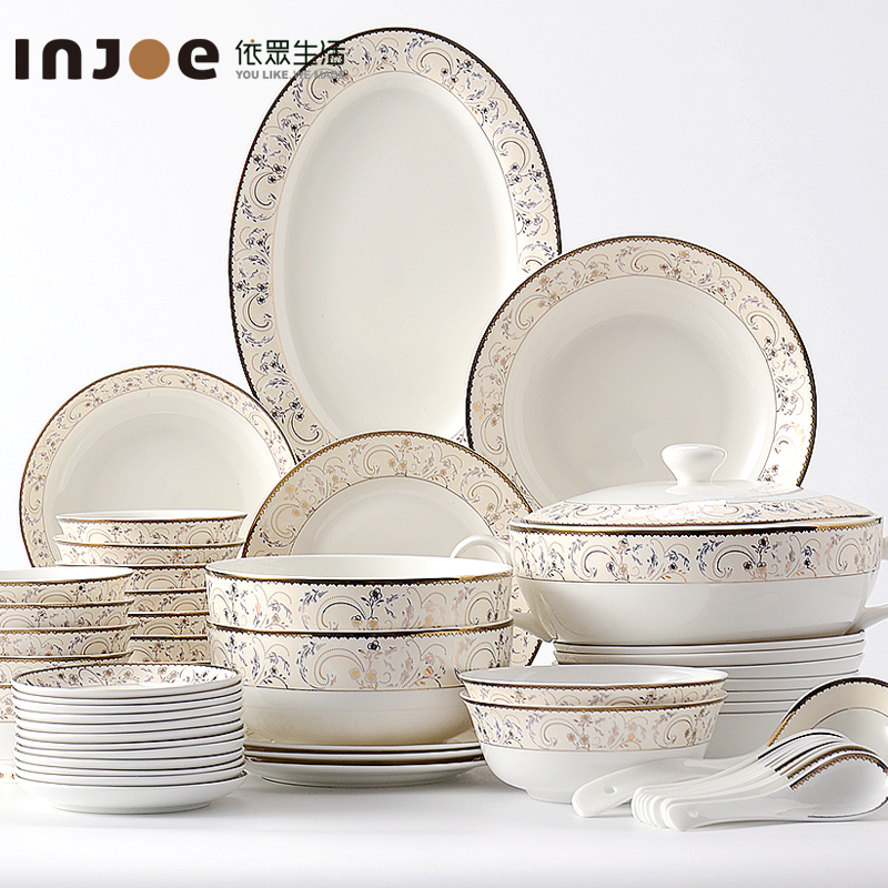 "According to the tangshan high - grade ipads China tableware suit Chinese dishes dishes suit household combined European ceramics