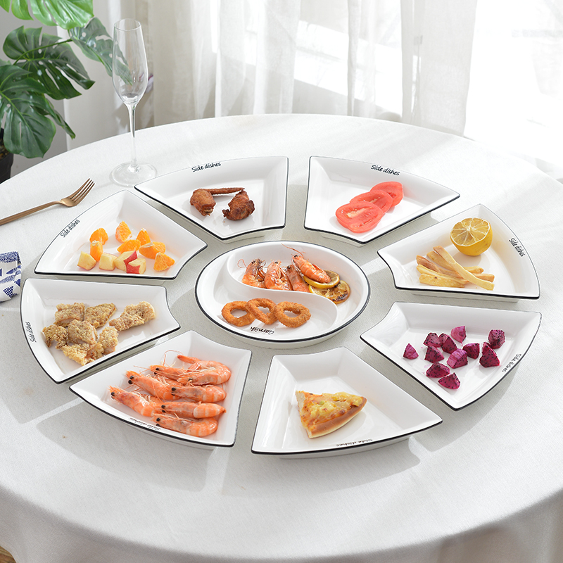 Trill platter tableware portfolio ceramic dishes suit creative household hotel hot pot table fan dinner plates
