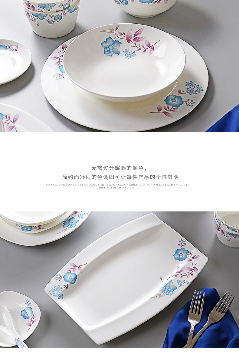 "According to the tangshan dishes suit household Korean 10 ipads porcelain tableware suit bowl dish Chinese ceramic bowl chopsticks