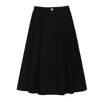 Yellow not annoying elastic waist black skirt A- line dress 2021 new small man slim waist long skirt ins tide