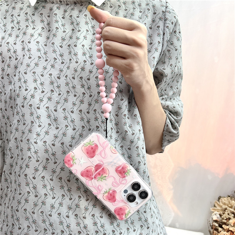 Braccialetto elastico magnetico rosa tenero con cuore di fragola, perline, adatto per 14 creatività, 15 corde appese al polso_voghion.com