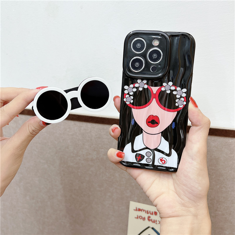 Fragrant Style Girl Little Black Mirror Clip Hanging Rope Diagonal Crossing Suitable for iPhone 13Promax Personalized_voghion.com